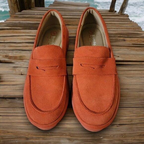 COPY - Blondo Waterproof Orange Suede Loafers - Size 7M - Picture 1 of 10